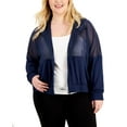 thumbnail image 1 of Ideology Womens Indigo Sea Navy Blue Zip-Up Mesh Jacket Hoodie Plus Size 2X, 1 of 6