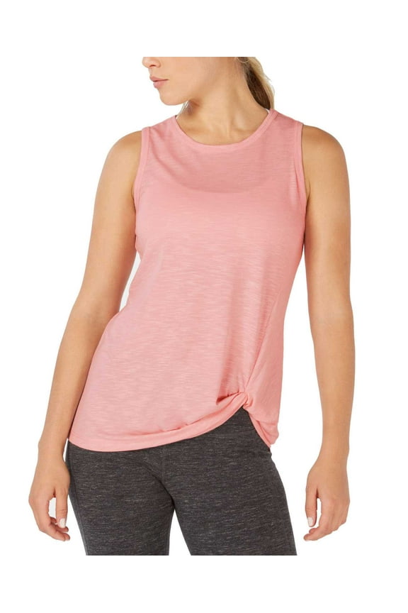 Womens Knot-Front T-Shirt Tank Tops, Rose Shadow, Medium