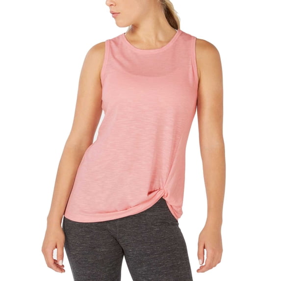 Ideology Womens Knot-Front T-Shirt Tank Tops, Rose Shadow, Medium