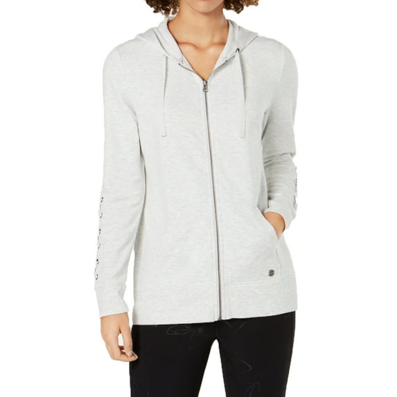 Ideology Womens Lace Up Sleeve Zip Hoodie