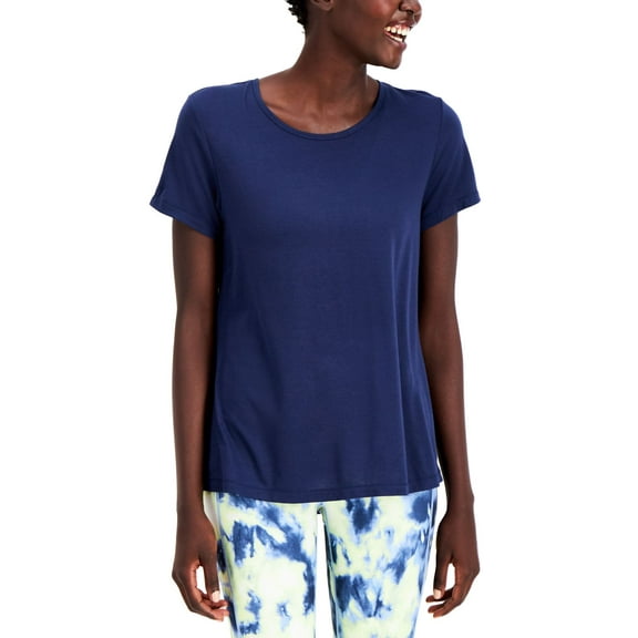 Ideology Womens Mesh-Back T-Shirt,Indigo Sea,Small