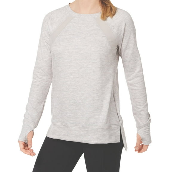 Ideology Womens Mesh Inset Step Hem Top