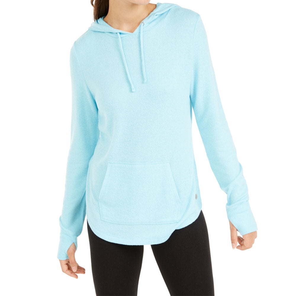 Ideology Womens Mushy Knit Hoodie Crystal Mist Small Walmart
