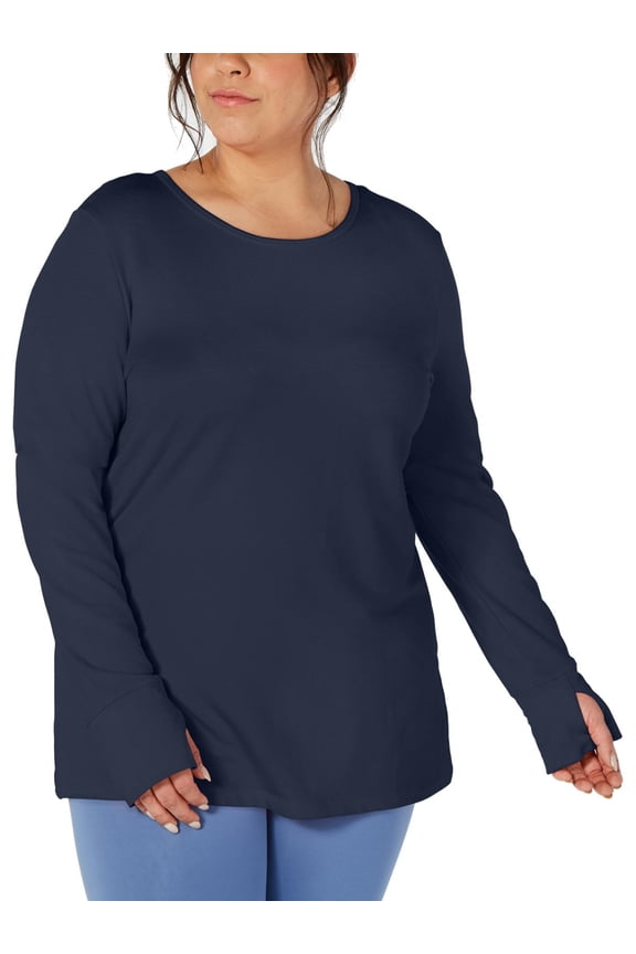 Plus Size Crochet-Back Top Blue 3X