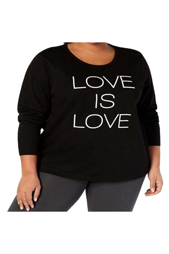 Womens Plus Size Graphic V Back Top Size-2X Color-Deep Black