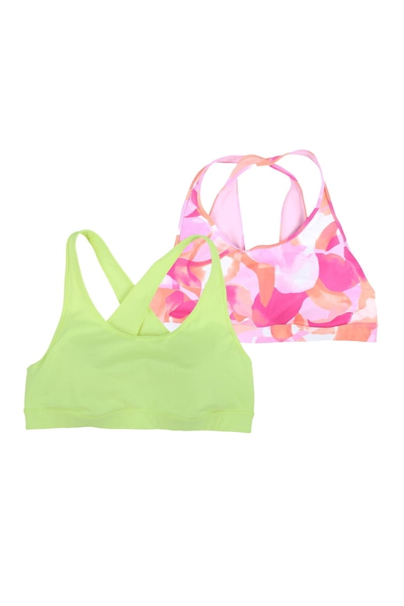 Womens Plus Size Medium Impact Sports Bra Pink Yellow Size 1X 3X