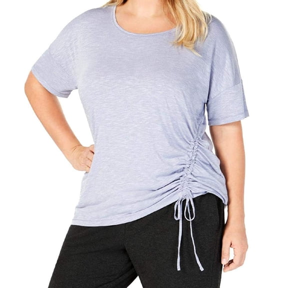 Ideology Womens Plus Size Side Tie Top,Tranquility,2X