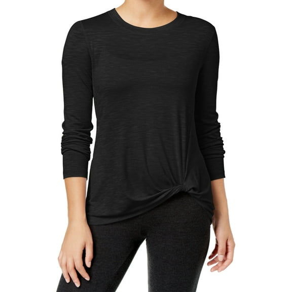 Ideology Womens Plus Size Soft Knotted Long Sleeves Athletic Top