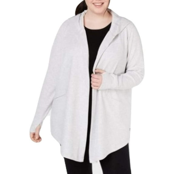 Ideology Womens Plus Size Textured Wrap Hoodie,Birght Grey,2X