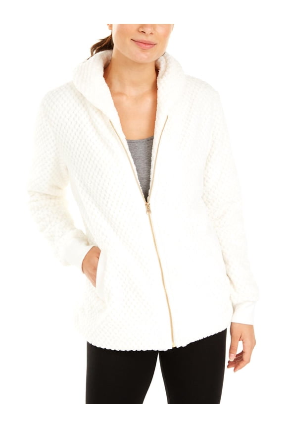 Women's Quilted Fleece Jacket White Size Small