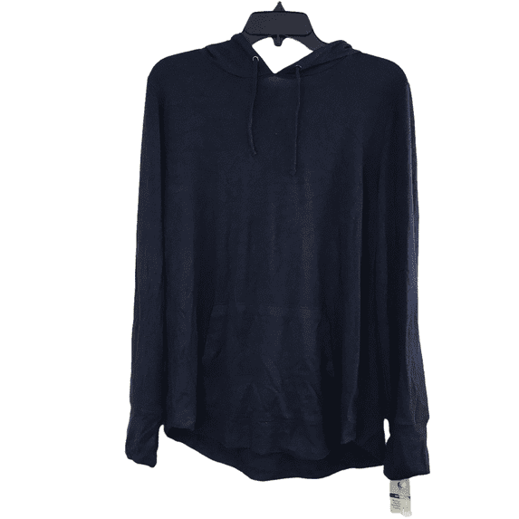 Ideology Womens Sea Navy Blue Mushy Knit Pullover Hoodie Sweatshirt Size L $39