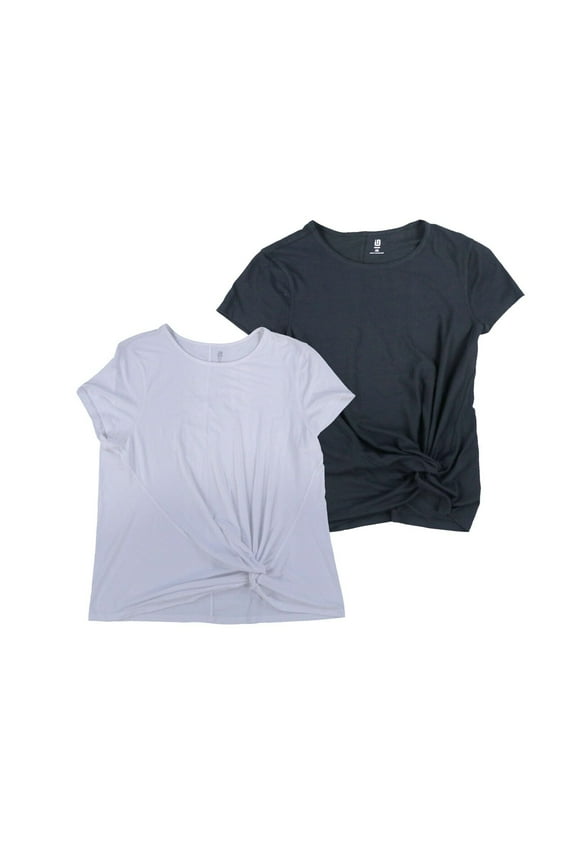 Women's T-Shirt Short Sleeve Crew Neck Side Tie Casual Solid Top New