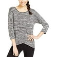 thumbnail image 1 of Ideology Womens Split Hem Pattern Pullover Black X-Large, 1 of 2