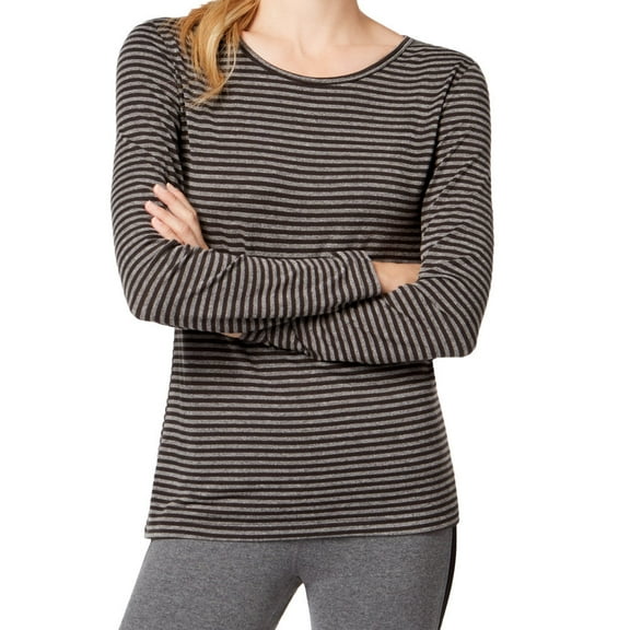 Ideology Womens Striped Cutout Back Long Sleeve T-Shirt