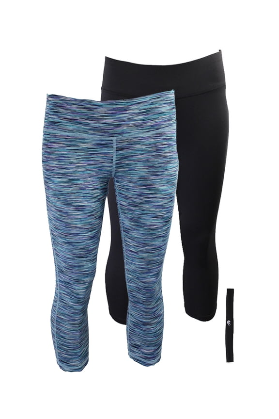 Womens Teal Multi Black Cropped Leggings And Headband Gift Set XS