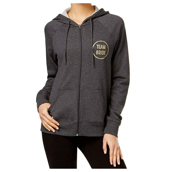 Ideology Womens Team Bride Full Zip Hoodie,Charcoal Heather,X-Small