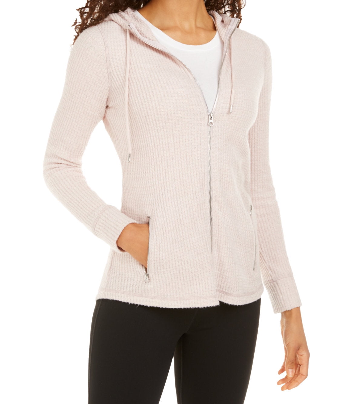 Waffle knit zip hoodie new arrivals