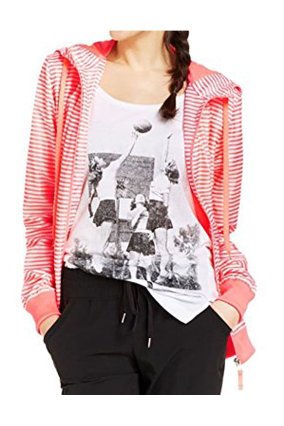 Ideology Womens Zip Front Active Jacket,Neon Punch Stripe,X-Small