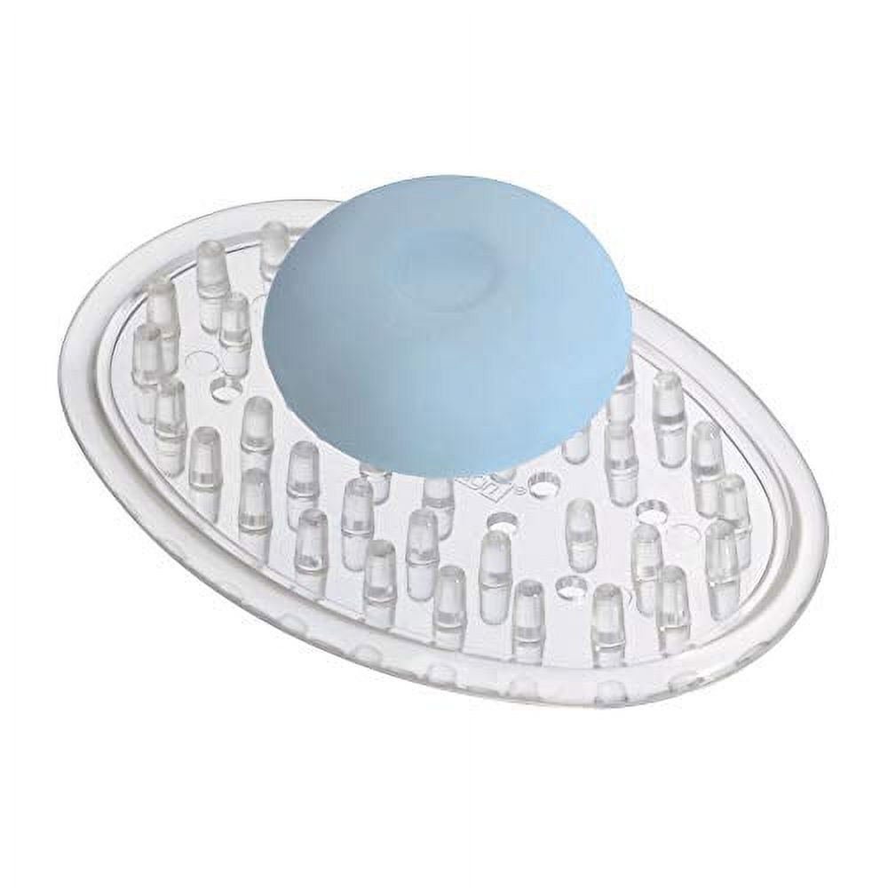 Plastic Soap Holder Soap Dish Bar Saver Tray with Holes Soap Sponge Holder  for Kitchen Bathroom Shower Counter, 4.5 x 3 x 0.7 Inches (Clear,4 Pcs)