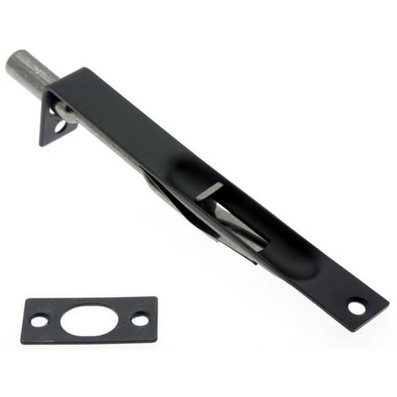 Idh by St. Simons 11010-019 Solid Brass Flush Bolt with Square End, Matte Black - 6 in.