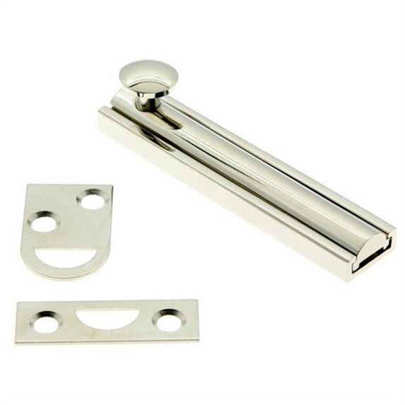 Idh by St. Simons 11044-014 Solid Brass Surface Bolt, Bright Nickel - 4 in.