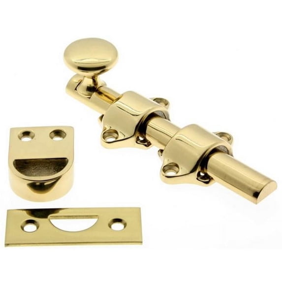 Idh by St. Simons 11270-3NL Solid Brass Dutch Door Bolt, Polished Brass No Lacquer - 4 in.