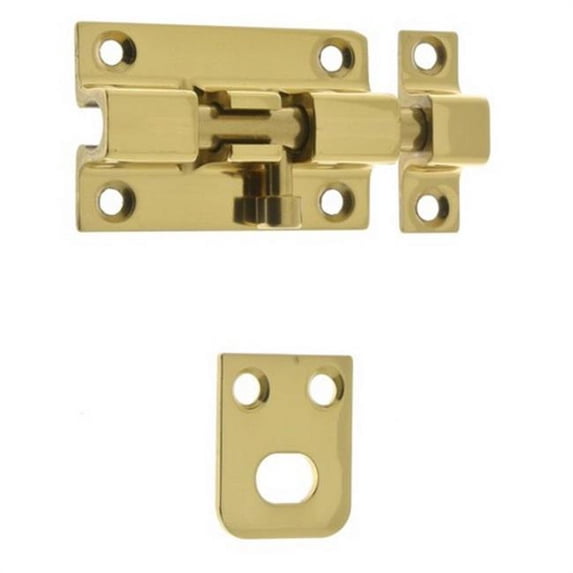 Idh by St. Simons 11285-003 Solid Brass Security Barrel Bolt, Polished Brass - 2 in.