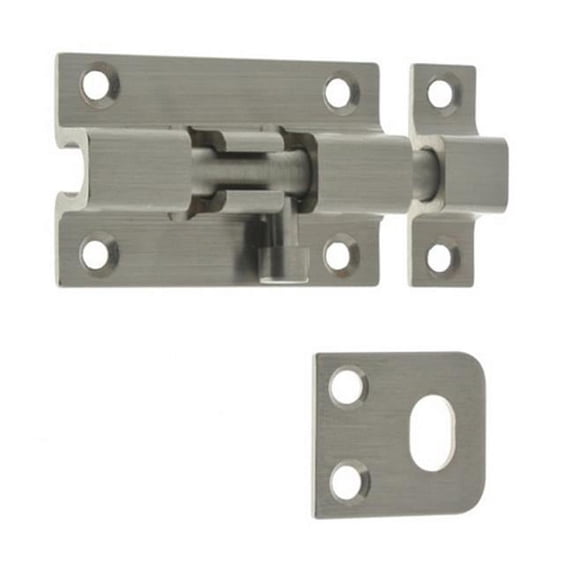 Idh by St. Simons 11285-015 Solid Brass Security Barrel Bolt, Satin Nickel - 2 in.