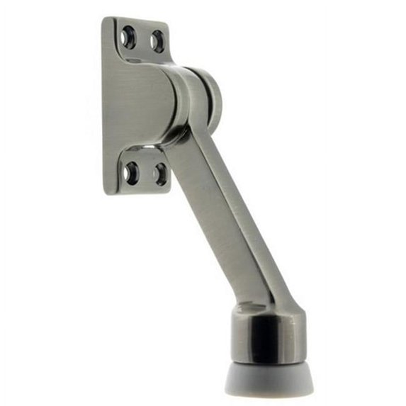Idh by St. Simons 13100-15A Solid Brass Square Kickdown Door Stop Holder with 4.5 in Projection, Antique Nickel