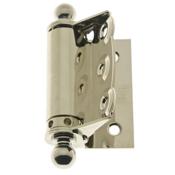 Idh by St. Simons 80320-014 Solid Brass Half Surface Adjustable Spring Screen Door Hinges with Ball Finials, Bright Nickel