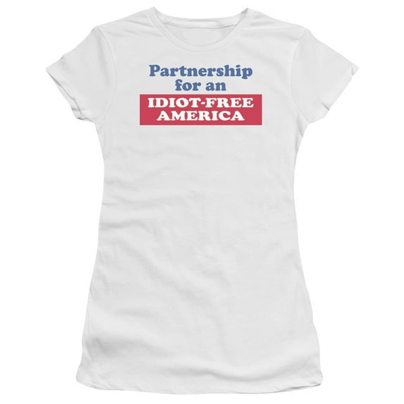- Idiot Free America - Juniors Teen Girls Cap Sleeve Shirt - X-Large