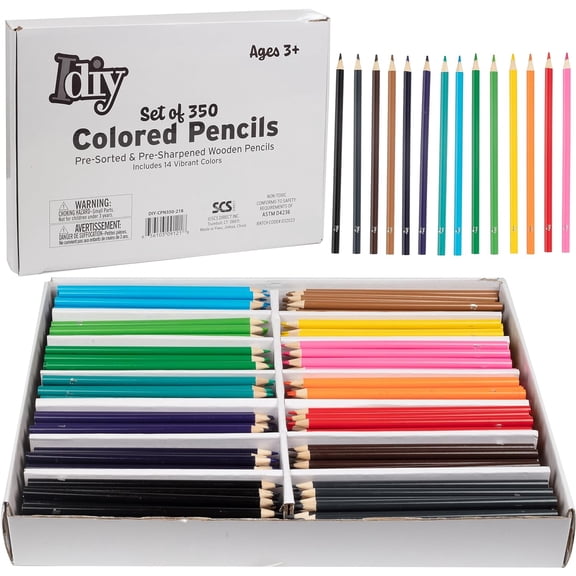 Idiy Bulk Colored Pencils (Pre-sorted 350 ct, 14 each of 20 colors) - ASTM Tested, For Kids, Teachers, Art Classrooms, School Supplies