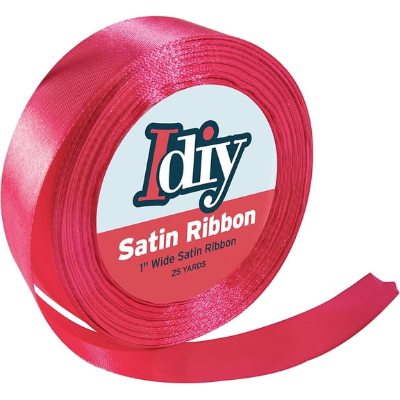Idiy Satin Ribbon - 1, 25 Yards (Hot Pink) - Great for DIY Crafts, Gift Wrapping, Wedding Decorations, Sewing Projects, Party, Decorative Embellishments, Hair Bows, Baby Showers, and More!