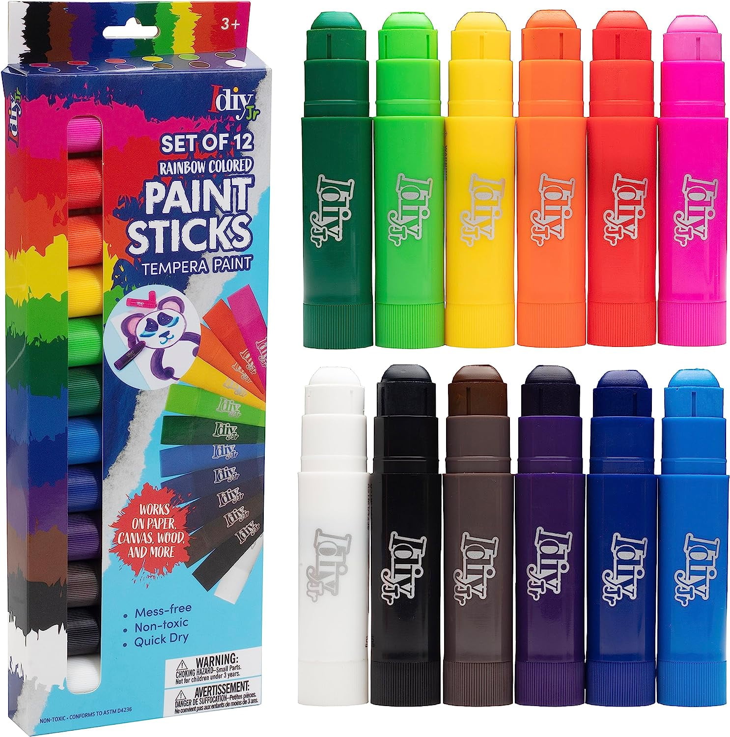 Idiy Tempera Paint Sticks (12 pack Vibrant Colors)For All Classroom