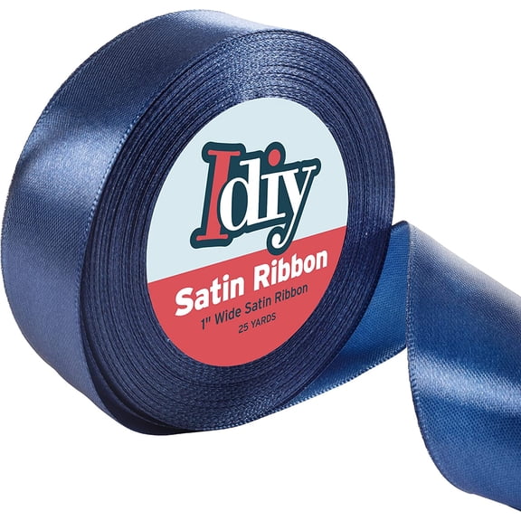 IdiySatin Ribbon - 1, 25 Yards (Navy) - Great for DIY Crafts, Gift Wrapping, Wedding Decorations, Sewing Projects, Party, Decorative Embellishments, Hair Bows, Baby Showers, and More!