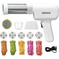 thumbnail image 1 of Idiyappam Maker Electric, Handheld Electric Pasta Maker, 5-In-1 Cordless Pasta Makers For Kitchen With 5 Molds, Press A Button To Get Fresh Noodles In Seconds For Making Spaghetti Linguine (White-B), 1 of 8