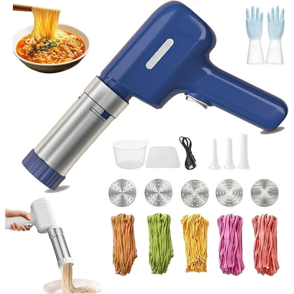 Idiyappam Maker Electric, Handheld electric pasta maker, String Hopper Maker Electric, for Making Spaghetti Linguine, Handheld 5-in-1 Cordless Pasta Makers Machine