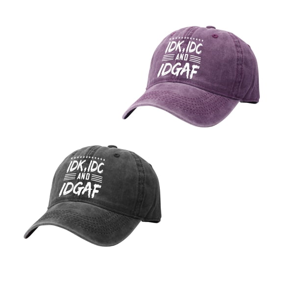 Idk Idc Idgaf Hat Funny Attitude Adjustable Baseball Cap,Distressed Washed Cotton Baseball Hat Idk Idc Idgaf Print Hat, Adjustable Back Strap,Soft Breathable Dad Hat Baseball Cap For Women Men