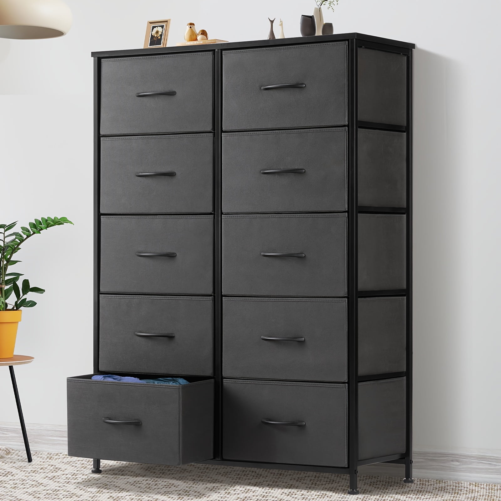 Idle Way Dresser For Bedroom With 10 Drawers, Dresser With Metal Frame