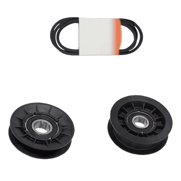 Idler Pulley and Drive Belt Kit for John Deere D140 D150 D160 D170, Complete Replacement Kit for Lawn Tractor Transmission Deck System