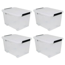 Sandmovie 50 Quart Plastic Large Clear Storage Box with Lid and Wheels, 4  Packs