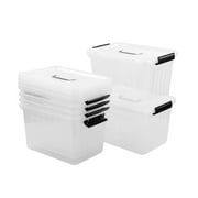 Idomy 6-Pack 10 L Clear Plastic Storage Box, Latch Storage Box with Handle