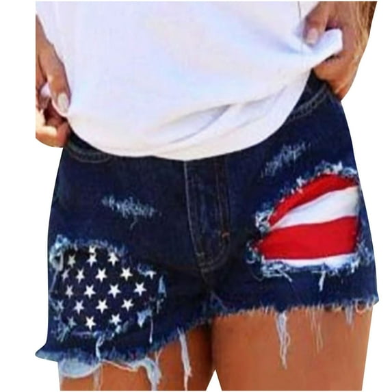 Idoravan Jean Shorts for Women Mid Rise Women Summer Pants Jeans High Waist Slim Hole Shorts Beach Bottom