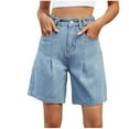 thumbnail image 1 of Idoravan Shorts for Women Jeans Clearance Women Casual Waist Fashion Solid Pocket Jeans Half Shorts, 1 of 9