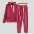 thumbnail image 1 of Idoravan 2 Piece Outfits Plus Size Lounge Sets for Women Women Color Hooded Sweatshirt and Pant Tracksuit Sport Suit Red L, 1 of 3