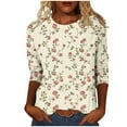 thumbnail image 1 of Idoravan 3/4 Sleeve T Shirts for Women Summer Ladies' Fashion Printed Round Neck Three Quarter Sleeve 3/4 Sleeve T-shirt Loose, 1 of 5