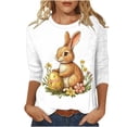 thumbnail image 1 of Idoravan 3/4 Sleeve Tops for Women Trendy Women's Easter Print Loose Casual Round Neck Three-Quarter Sleeve T-Shirt Pullover, 1 of 5