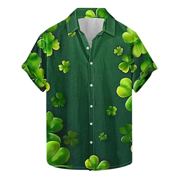 Idoravan Beach Button Up Shirt Men Fashionable Men's Camouflage Printed Short Sleeved Lapel Shirt Top