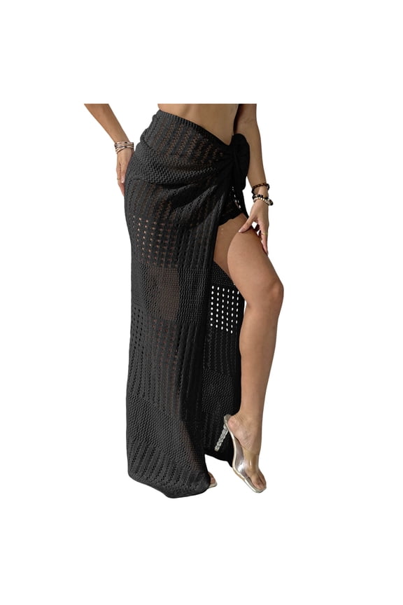 Beach Cover Up Skirt for Women Women's Fashion Casual Solid Color Beach Skirt Hollow-Out Summer Cover Ups
