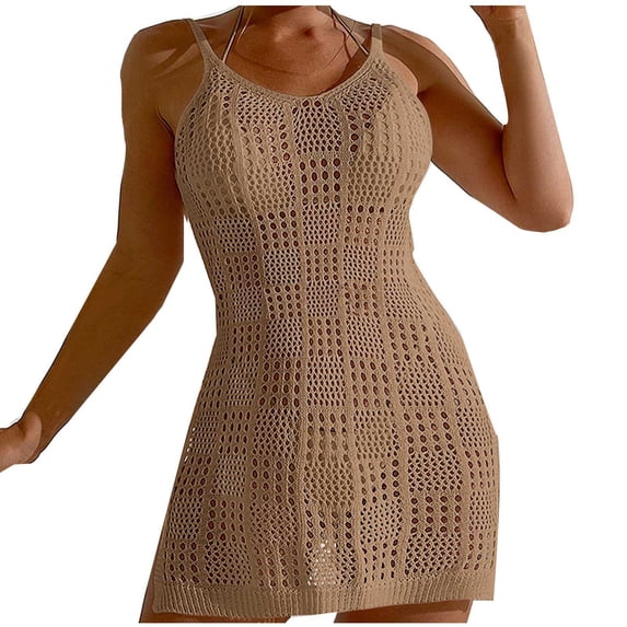 Idoravan Beach Cover Ups for Women Crochet Swimsuit Coverup for Women Crochet Bathing Suit Cover Up - Classic Knit Beach Coverup
